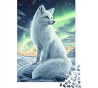 Puzzle Jigsaw 1000 Pièces Arctic Fox Ciel Nocturne Puzzles 52x38cm/1000pcs pour Enfants Cadeau Jeu D'Intelligence Pression Réduite Bricolage Carton
