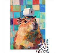 Puzzle Jigsaw 1000 Pièces Art coloré Capybara Puzzles 38x26cm/1000pcs pour Enfants Cadeau Jeu D'Intelligence Familial DIY Carton