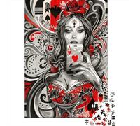 Puzzle Jigsaw 1000 Pièces Art de Carte Queen Gothique Puzzles 70x50cm/1000pcs pour Enfants Cadeau Jeu D'Intelligence Familial Bricolage Carton