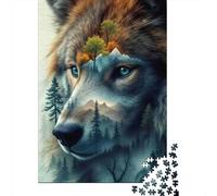 Puzzle Jigsaw 1000 Pièces Art de Paysage de Loup Puzzles 70x50cm/1000pcs pour Enfants Cadeau Jeu D'Intelligence Pression Réduite DIY Carton