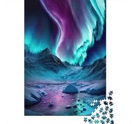 Puzzle Jigsaw 1000 Pièces Aurora sur Les Glaces Puzzles 52x38cm/1000pcs pour Enfants Cadeau Jeu D'Intelligence Pression Réduite Bricolage Carton