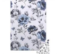 Puzzle Jigsaw 1000 Pièces Blue Motif Floral Puzzles 52x38cm/1000pcs pour Enfants Cadeau Jeu D'Intelligence Pression Réduite Bricolage Carton