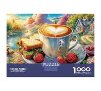 Puzzle Jigsaw 1000 Pièces Café et Petit déjeuner par la rivière Puzzles 70x50cm/1000pcs pour Enfants Cadeau Jeu D'Intelligence Familial DIY Carton