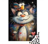 Puzzle Jigsaw 1000 Pièces Cartoon Chat avec Oiseau Puzzles 52x38cm/1000pcs pour Enfants Cadeau Jeu D'Intelligence Familial DIY Carton