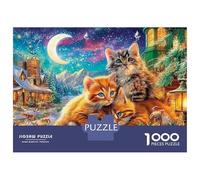 Puzzle Jigsaw 1000 Pièces Chatons à Winter Village Puzzles 70x50cm/1000pcs pour Enfants Cadeau Jeu D'Intelligence Familial Bricolage Carton