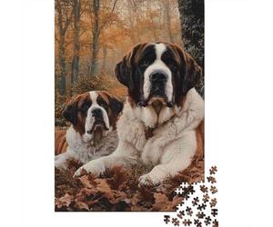 Puzzle Jigsaw 1000 Pièces Chiens Saint Bernard Puzzles 52x38cm/1000pcs pour Adultes Et Enfants Cadeau Jeu D'Intelligence Pression Réduite Bricolage Carton