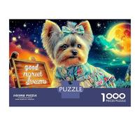 Puzzle Jigsaw 1000 Pièces Chiot Corgi Mignon sous Un Ciel étoilé, Magique Puzzles 38x26cm/1000pcs pour Enfants Cadeau Jeu D'Intelligence Pression Réduite DIY Carton
