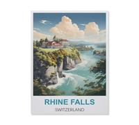 Puzzle Jigsaw 1000 Pièces，Chutes du Rhin Suisse，Adulte Loisirs Divertissement Jouets Éducatifs pour Enfants Décor De Noël（38x26cm）-IC64