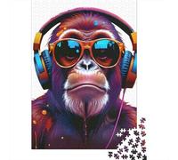 Puzzle Jigsaw 1000 Pièces Cool Monkey DJ Puzzles 38x26cm/1000pcs pour Adultes Et Enfants Cadeau Jeu D'Intelligence Pression Réduite Bricolage Carton
