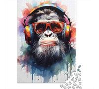 Puzzle Jigsaw 1000 Pièces Cool Monkey DJ Puzzles 38x26cm/1000pcs pour Enfants Cadeau Jeu D'Intelligence Familial Bricolage Carton
