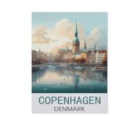Puzzle Jigsaw 1000 Pièces,Copenhague Danemark Affiche de Voyage Vintage,Adulte Loisirs Divertissement Jouets Éducatifs pour Enfants Décor De Noël(75x50cm)-N78