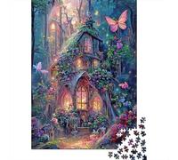 Puzzle Jigsaw 1000 Pièces Cottage de forêt enchantée Puzzles 52x38cm/1000pcs pour Enfants Cadeau Jeu D'Intelligence Pression Réduite DIY Carton
