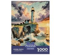 Puzzle Jigsaw 1000 Pièces Cottage Phare en Bord de mer Puzzles 70x50cm/1000pcs pour Enfants Cadeau Jeu D'Intelligence Familial Bricolage Carton