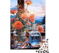 Puzzle Jigsaw 1000 Pièces Coucher de Soleil Fleur Nature Morte Puzzles 70x50cm/1000pcs pour Adultes Et Enfants Cadeau Jeu D'Intelligence Familial DIY Carton