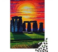 Puzzle Jigsaw 1000 Pièces Coucher de Soleil Stonehenge Puzzles 38x26cm/1000pcs pour Adultes Et Enfants Cadeau Jeu D'Intelligence Pression Réduite DIY Carton