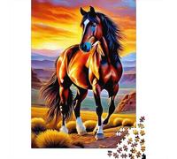 Puzzle Jigsaw 1000 Pièces Coucher de Soleil Wild Horse Puzzles 38x26cm/1000pcs pour Enfants Cadeau Jeu D'Intelligence Familial DIY Carton
