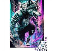Puzzle Jigsaw 1000 Pièces Cyber Loup Urbain Puzzles 52x38cm/1000pcs pour Enfants Cadeau Jeu D'Intelligence Pression Réduite Bricolage Carton