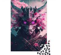 Puzzle Jigsaw 1000 Pièces Cyber Warrior avec des Fleurs de cerisiers Puzzles 70x50cm/1000pcs pour Adultes Et Enfants Cadeau Jeu D'Intelligence Familial Bricolage Carton