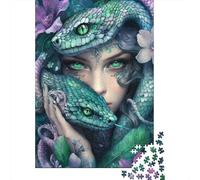 Puzzle Jigsaw 1000 Pièces Déesse du Serpent Vert Puzzles 70x50cm/1000pcs pour Adultes Et Enfants Cadeau Jeu D'Intelligence Pression Réduite Bricolage Carton