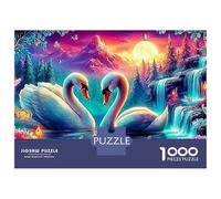 Puzzle Jigsaw 1000 Pièces Deux cygnes dans Le lac Magique Puzzles 70x50cm/1000pcs pour Adultes Et Enfants Cadeau Jeu D'Intelligence Pression Réduite DIY Carton