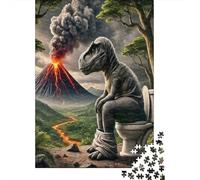 Puzzle Jigsaw 1000 Pièces Dinosaur Toilette Assise Puzzles 70x50cm/1000pcs pour Enfants Cadeau Jeu D'Intelligence Familial Bricolage Carton