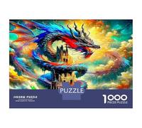 Puzzle Jigsaw 1000 Pièces Dragon de feu Autour du château Puzzles 38x26cm/1000pcs pour Adultes Et Enfants Cadeau Jeu D'Intelligence Pression Réduite DIY Carton