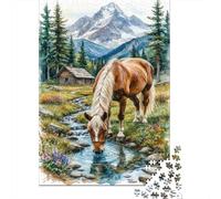 Puzzle Jigsaw 1000 Pièces Eau Potable pour Chevaux Puzzles 52x38cm/1000pcs pour Enfants Cadeau Jeu D'Intelligence Pression Réduite Bricolage Carton