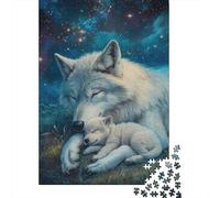Puzzle Jigsaw 1000 Pièces Famille du Loup endormi Puzzles 38x26cm/1000pcs pour Adultes Et Enfants Cadeau Jeu D'Intelligence Pression Réduite DIY Carton