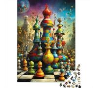 Puzzle Jigsaw 1000 Pièces Fantasy d'échecs colorés Puzzles 52x38cm/1000pcs pour Adultes Et Enfants Cadeau Jeu D'Intelligence Pression Réduite DIY Carton