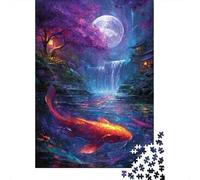Puzzle Jigsaw 1000 Pièces Fantasy Koi Poisson scène Puzzles 70x50cm/1000pcs pour Enfants Cadeau Jeu D'Intelligence Pression Réduite DIY Carton