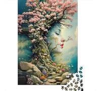 Puzzle Jigsaw 1000 Pièces Femme Arbre Fleur Puzzles 38x26cm/1000pcs pour Enfants Cadeau Jeu D'Intelligence Pression Réduite Bricolage Carton