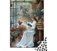 Puzzle Jigsaw 1000 Pièces Femme Lecture Livre Puzzles 52x38cm/1000pcs pour Enfants Cadeau Jeu D'Intelligence Pression Réduite Bricolage Carton