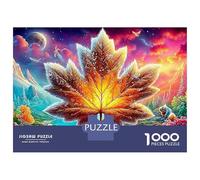 Puzzle Jigsaw 1000 Pièces Feuille d'érable Lumineuse par la rivière Puzzles 38x26cm/1000pcs pour Enfants Cadeau Jeu D'Intelligence Pression Réduite Bricolage Carton