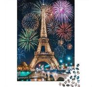 Puzzle Jigsaw 1000 Pièces Feux d'artifice sur la Tour Eiffel Puzzles 52x38cm/1000pcs pour Enfants Cadeau Jeu D'Intelligence Pression Réduite DIY Carton