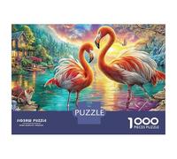 Puzzle Jigsaw 1000 Pièces Flamingos à Forest Lake Puzzles 38x26cm/1000pcs pour Enfants Cadeau Jeu D'Intelligence Familial Bricolage Carton