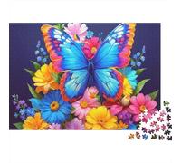 Puzzle Jigsaw 1000 Pièces Floral Papillon coloré Puzzles 52x38cm/1000pcs pour Enfants Cadeau Jeu D'Intelligence Pression Réduite DIY Carton