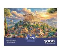 Puzzle Jigsaw 1000 Pièces Golden Retriever au Parthénon Puzzles 38x26cm/1000pcs pour Adultes Et Enfants Cadeau Jeu D'Intelligence Pression Réduite Bricolage Carton