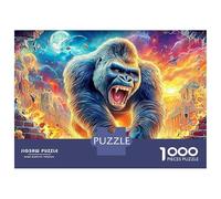 Puzzle Jigsaw 1000 Pièces Gorilla à Burning City Puzzles 52x38cm/1000pcs pour Adultes Et Enfants Cadeau Jeu D'Intelligence Pression Réduite DIY Carton