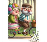 Puzzle Jigsaw 1000 Pièces Grandparents à vélo Ensemble Puzzles 52x38cm/1000pcs pour Adultes Et Enfants Cadeau Jeu D'Intelligence Pression Réduite DIY Carton