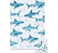 Puzzle Jigsaw 1000 Pièces Illustration de Requin Puzzles 70x50cm/1000pcs pour Enfants Cadeau Jeu D'Intelligence Pression Réduite DIY Carton
