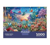 Puzzle Jigsaw 1000 Pièces Jardin avec des Plantes Lumineuses et des Papillons Puzzles 38x26cm/1000pcs pour Enfants Cadeau Jeu D'Intelligence Familial DIY Carton