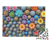 Puzzle Jigsaw 1000 Pièces Jardin de Cactus coloré Puzzles 38x26cm/1000pcs pour Adultes Et Enfants Cadeau Jeu D'Intelligence Pression Réduite DIY Carton