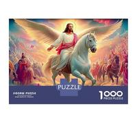Puzzle Jigsaw 1000 Pièces Jésus Cheval Blanc Puzzles 52x38cm/1000pcs pour Adultes Et Enfants Cadeau Jeu D'Intelligence Familial DIY Carton