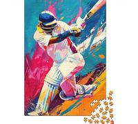 Puzzle Jigsaw 1000 Pièces Joueur de Cricket Action Puzzles 38x26cm/1000pcs pour Enfants Cadeau Jeu D'Intelligence Familial Bricolage Carton