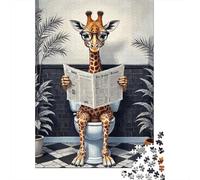 Puzzle Jigsaw 1000 Pièces Journal de Lecture de Giraffe Puzzles 70x50cm/1000pcs pour Enfants Cadeau Jeu D'Intelligence Pression Réduite Bricolage Carton