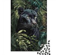 Puzzle Jigsaw 1000 Pièces Jungle de léopard Noir Puzzles 52x38cm/1000pcs pour Enfants Cadeau Jeu D'Intelligence Pression Réduite DIY Carton