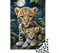 Puzzle Jigsaw 1000 Pièces Jungle Leopard Cubs Puzzles 70x50cm/1000pcs pour Adultes Et Enfants Cadeau Jeu D'Intelligence Pression Réduite Bricolage Carton
