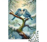 Puzzle Jigsaw 1000 Pièces l'amour des Oiseaux d'hiver Puzzles 38x26cm/1000pcs pour Adultes Et Enfants Cadeau Jeu D'Intelligence Pression Réduite Bricolage Carton