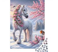 Puzzle Jigsaw 1000 Pièces Le Cheval Blanc Magique Puzzles 38x26cm/1000pcs pour Enfants Cadeau Jeu D'Intelligence Pression Réduite DIY Carton