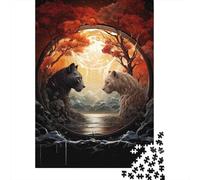 Puzzle Jigsaw 1000 Pièces Le Duo Mythique Lion Puzzles 52x38cm/1000pcs pour Enfants Cadeau Jeu D'Intelligence Pression Réduite DIY Carton